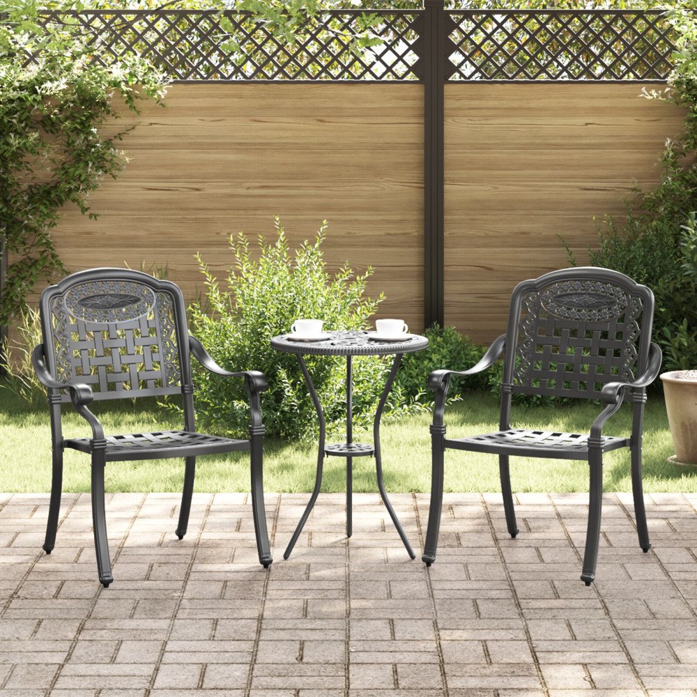 vidaXL Trädgård Stol 2 pcs Svart 55 x 56.5 x 91cm Aluminium
