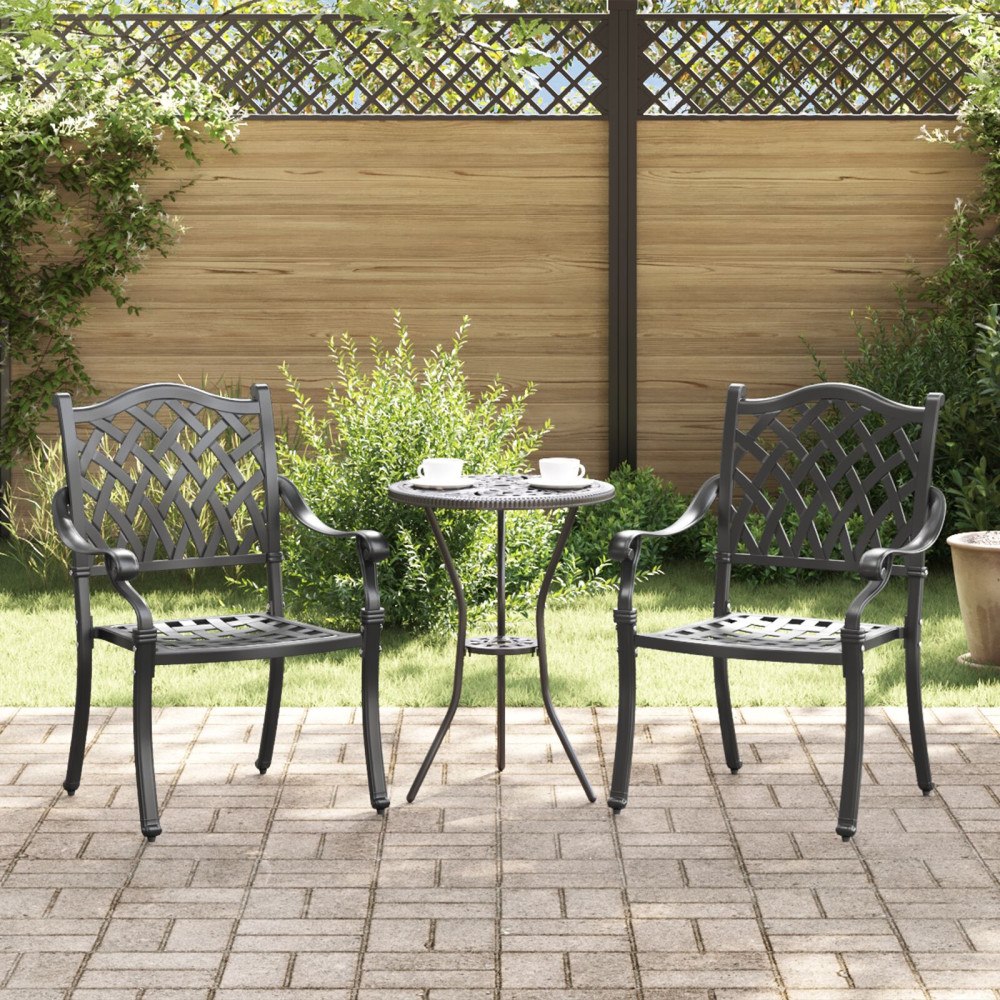 vidaXL Trädgård Stol 2 pcs Svart 55 x 56.5 x 91cm Aluminium
