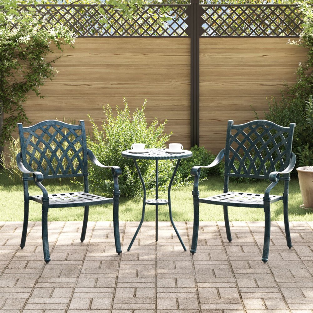 vidaXL Trädgård Stol 2 pcs Grön 55 x 56.5 x 91cm Aluminium