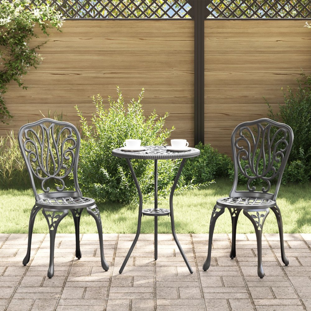 vidaXL Trädgårds Bistro Set 3 pcs Svart Aluminium