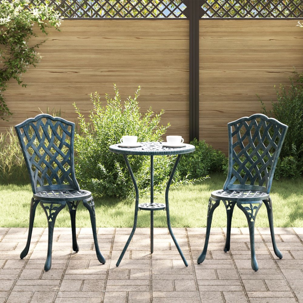 vidaXL Trädgård Stol med kudde 2 pcs Grön 55 x 56.5 x 91cm Aluminium