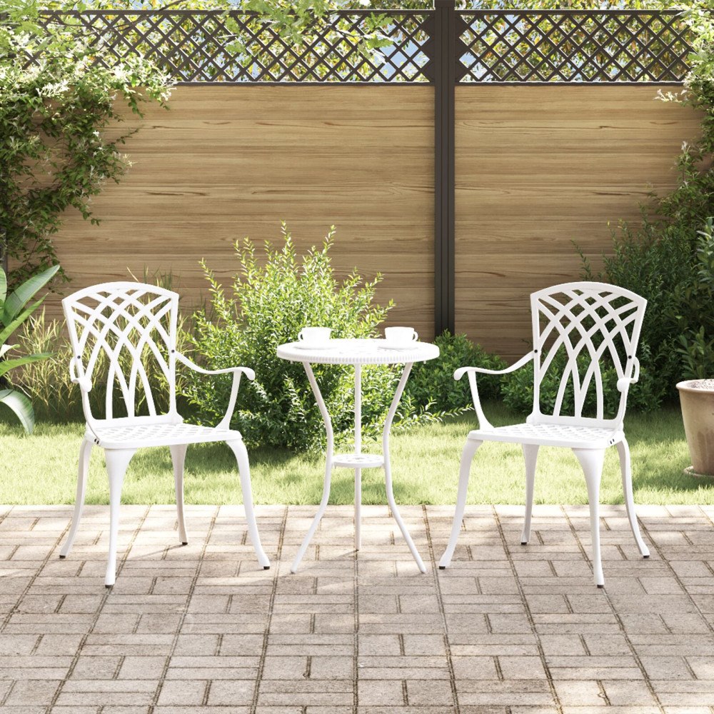 vidaXL Trädgård Stol 2 pcs Vit 55 x 56.5 x 91cm Aluminium