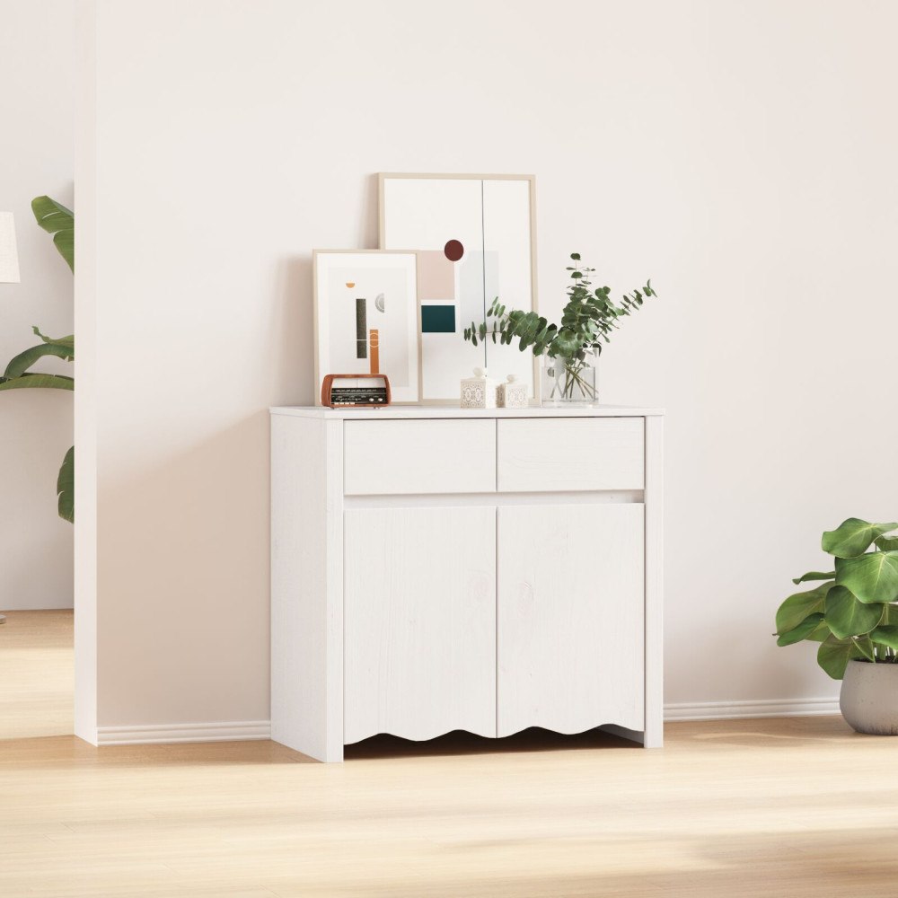 vidaXL Sideboard ""DRAMMEN"" Vit 79x43x75,5 cm Massivt Trä Furu