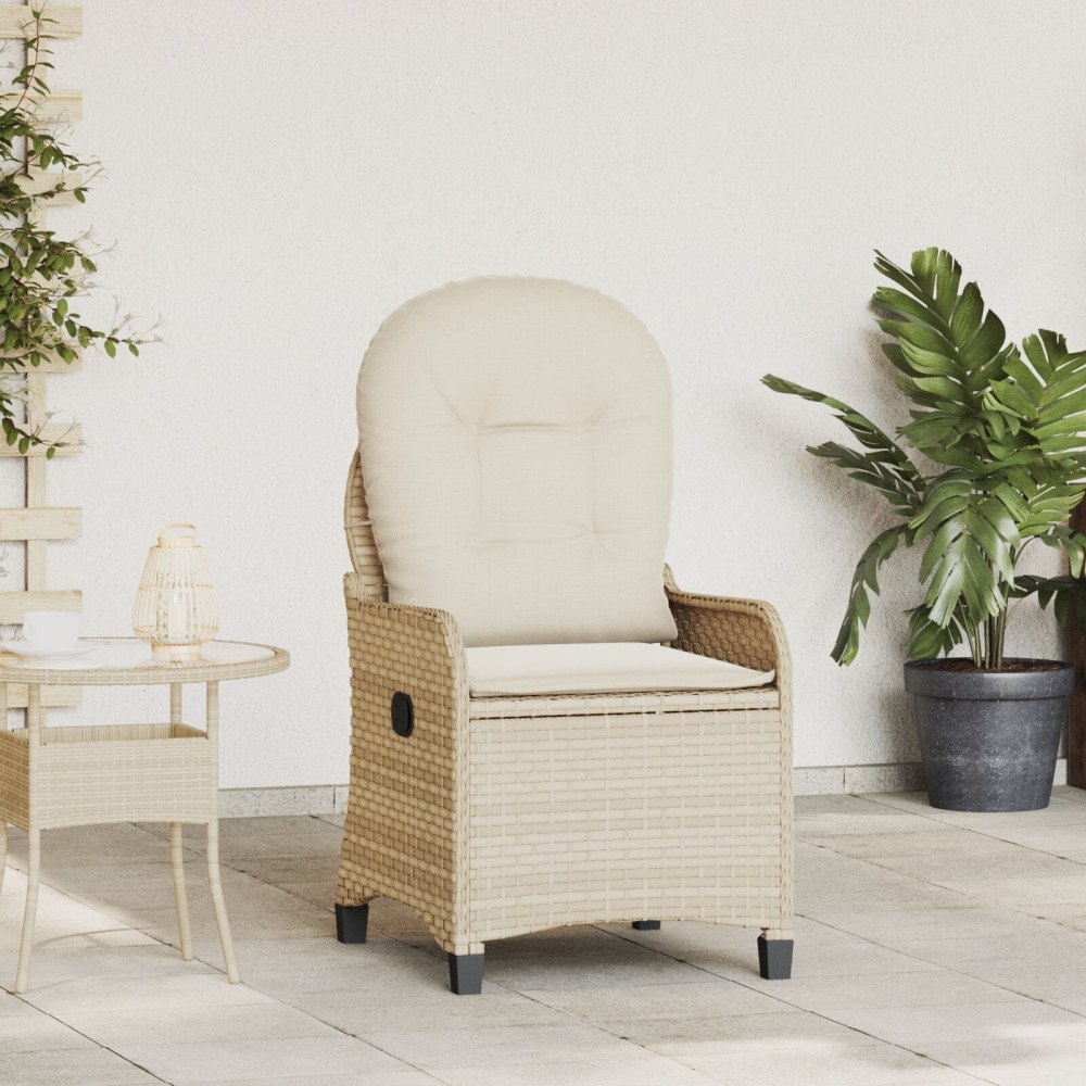 vidaXL Reclinerfåtölj med kudde Beige 56 x 66 x 95 cm konstrotting