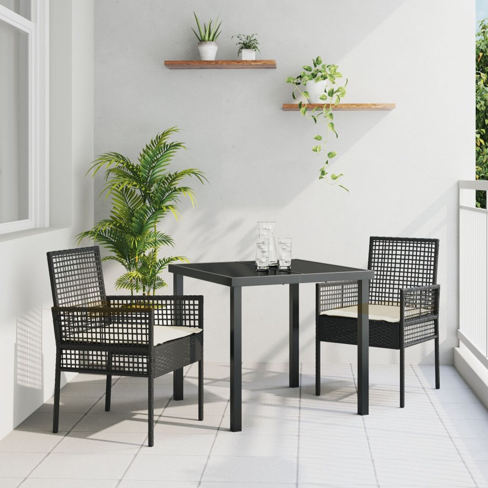 vidaXL Trädgård Stol 2 pcs Svart 53 x 60 x 85cm konstrotting