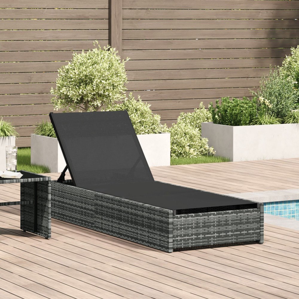 vidaXL Solstol Grå 60x200x27 cm Konstrotting