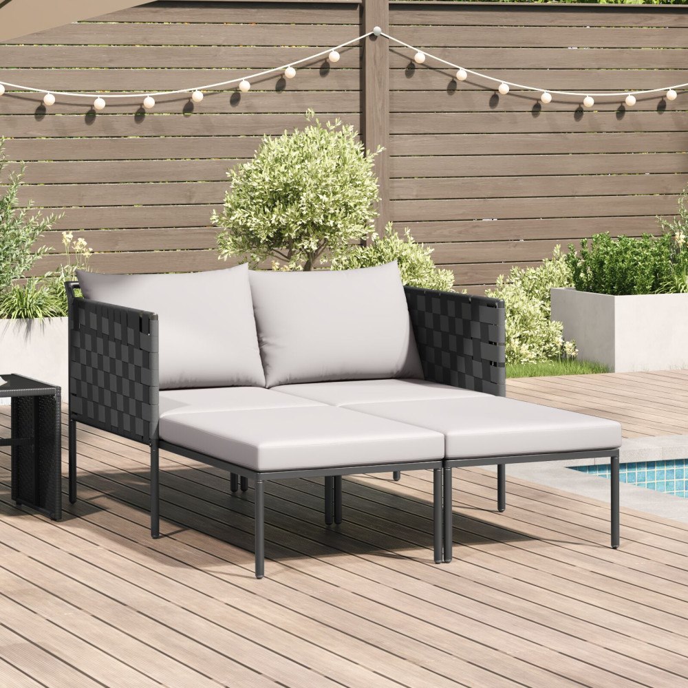 vidaXL Solbädd med Kuddar 2-Person Anthracite 115x153x69,5 cm Stål