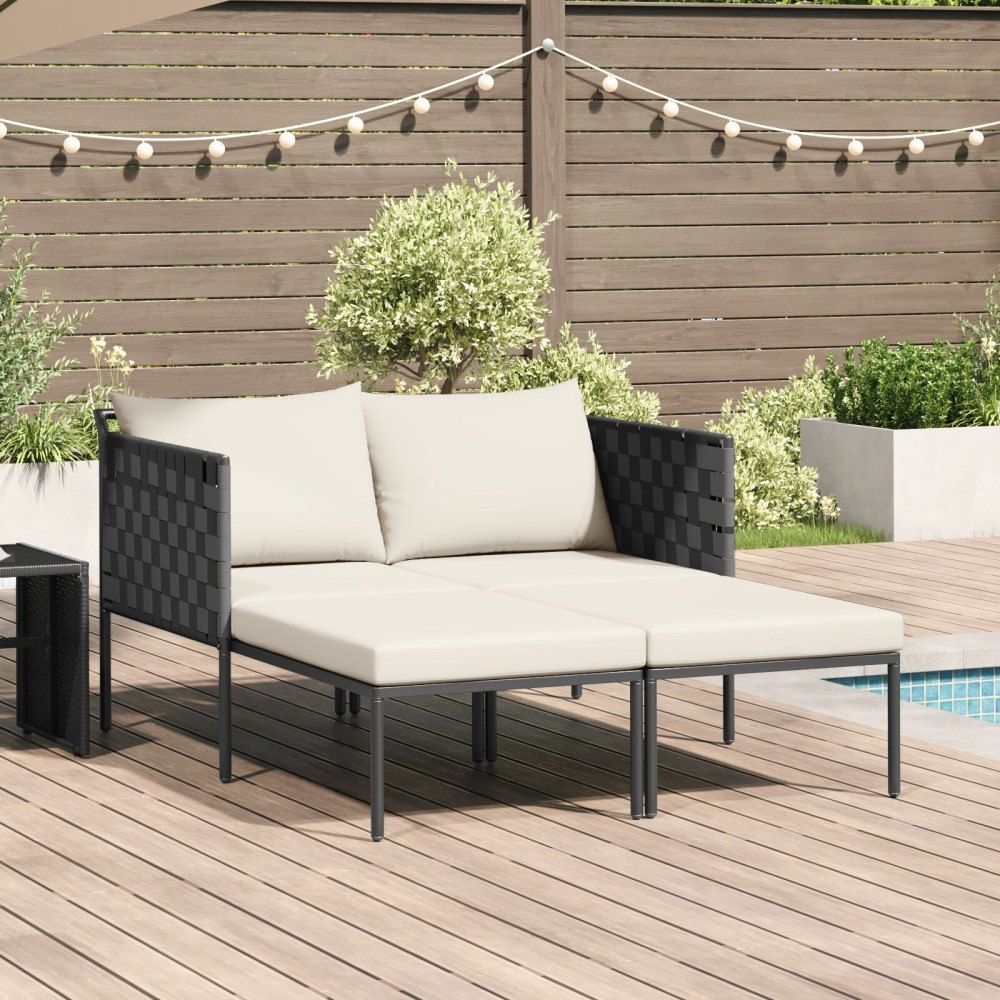 vidaXL Solbädd med kudde 2-person Antracit 115 x 153 x 69.5cm Stål