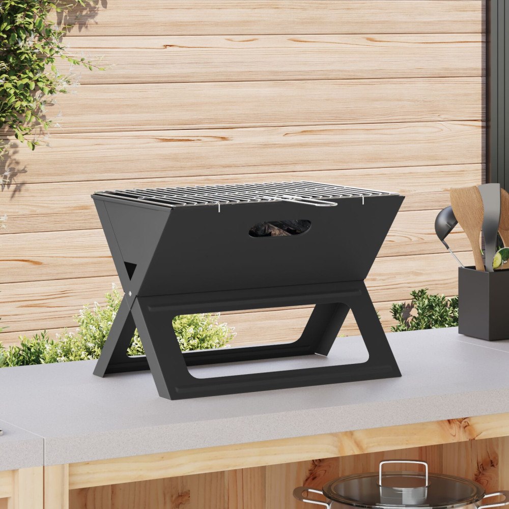 vidaXL Kol BBQ-grill - Hopfällbar, Svart, 46x30x31 cm, Stål