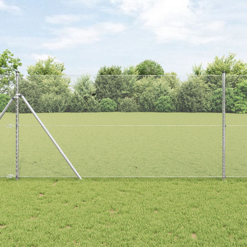 vidaXL Hexagonstängsel Silver 1,2 x 50 m Galvaniserat stål
