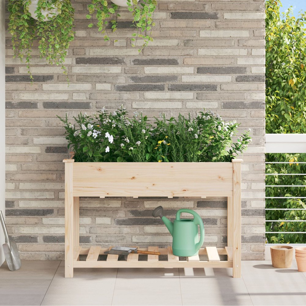 vidaXL Köpplanterare med hylla 115x59x76 cm Solid träfuru