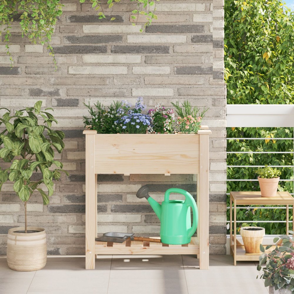 vidaXL Trädgårdsplanterare med Galler 71x37x76 cm Massivt Trä Tall