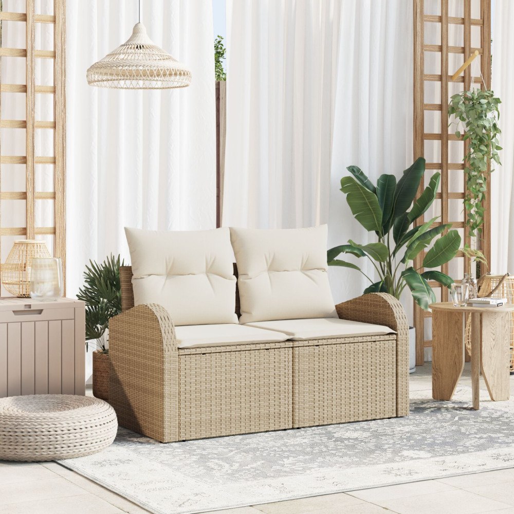 vidaXL Trädgårdsoffa Beige 124 x 62 x 69 cm konstrotting