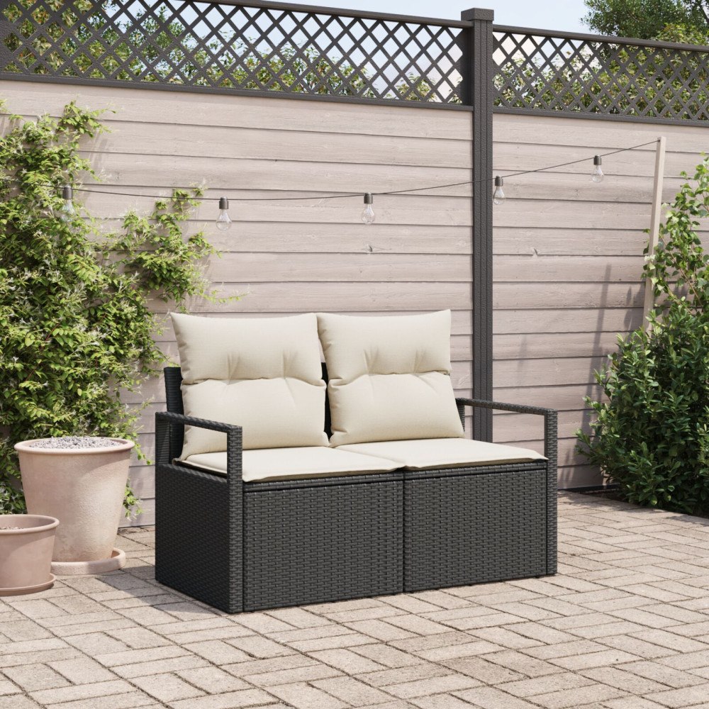 vidaXL Trädgårdsoffa med kudde 120 x 62 x 69 cm konstrotting