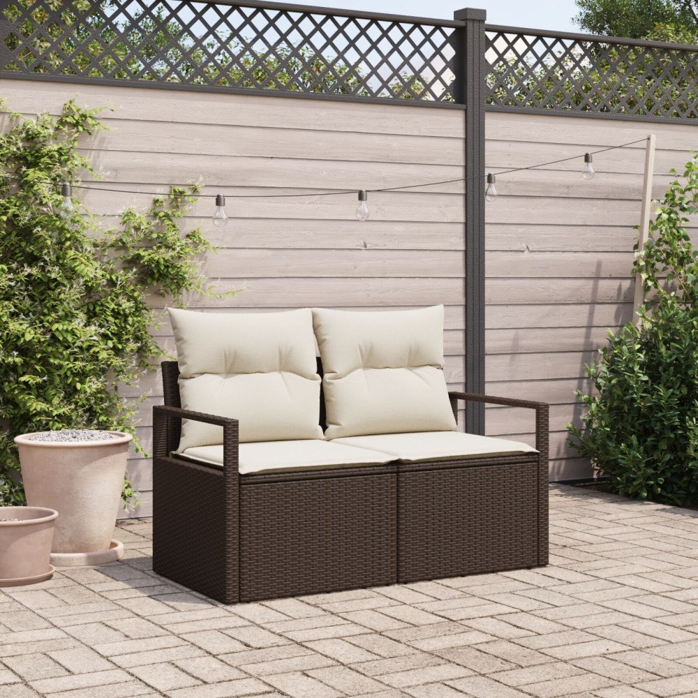 vidaXL Trädgårdsoffa med kudde 120 x 62 x 69 cm konstrotting