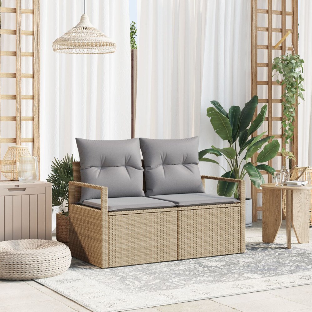 vidaXL Trädgårdsoffa med kudde 120 x 62 x 69 cm konstrotting