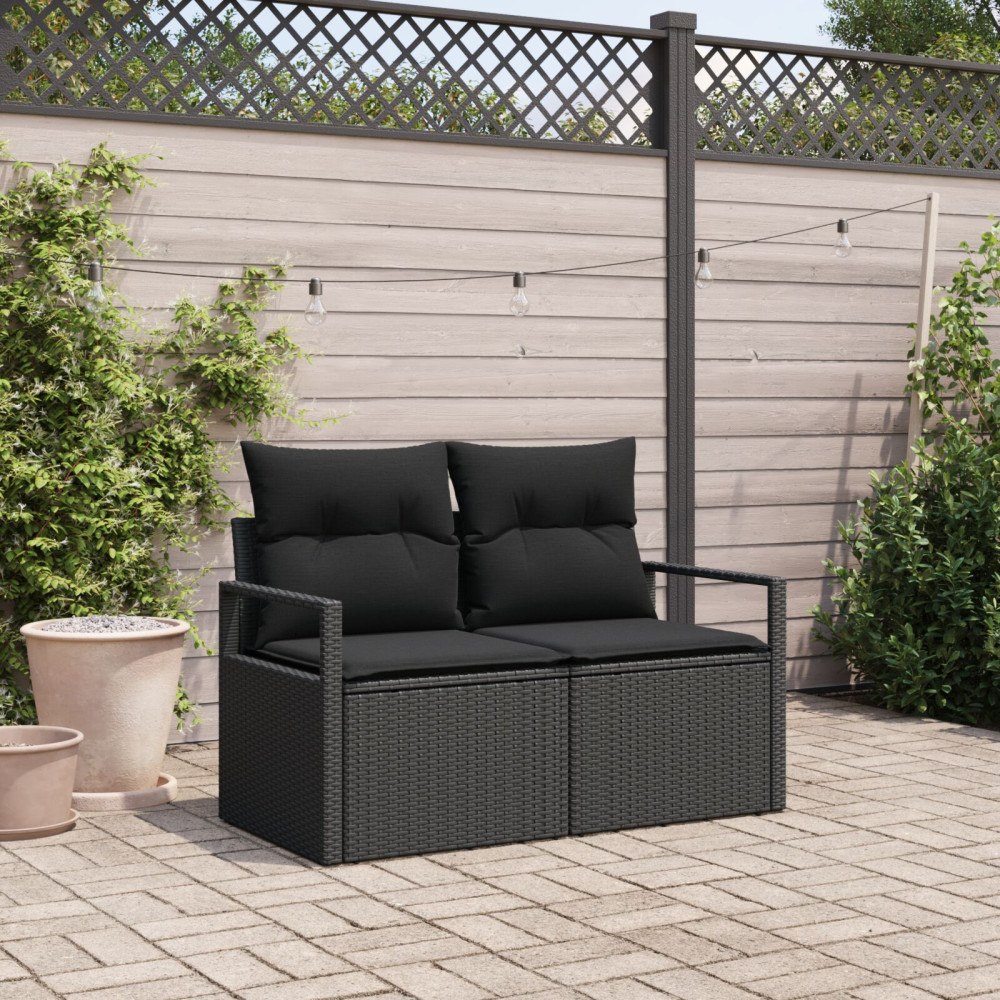 vidaXL Trädgårdsoffa med kudde 120 x 62 x 69 cm konstrotting