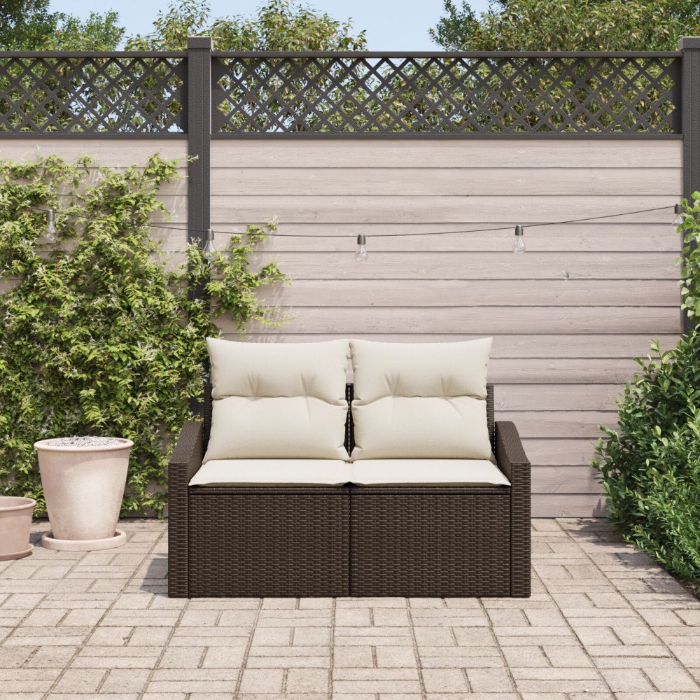 vidaXL Trädgårdsoffa med kudde 123 x 62 x 69 cm konstrotting