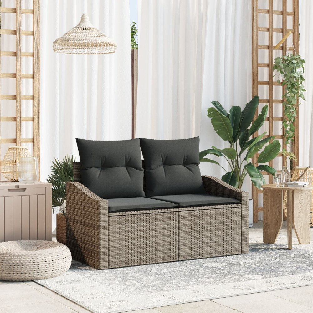 vidaXL Trädgårdsoffa med kudde 123 x 62 x 69 cm konstrotting
