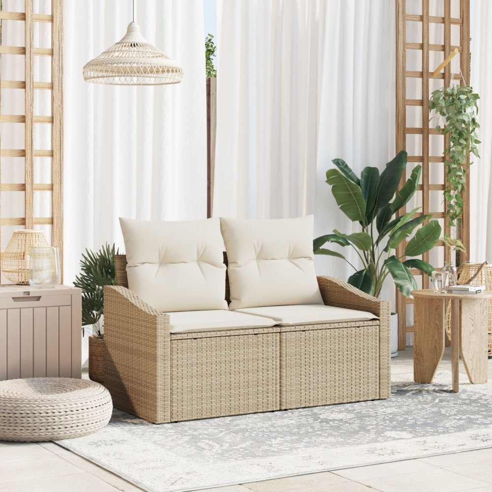 vidaXL Trädgårdsoffa med kudde 123 x 62 x 69 cm konstrotting