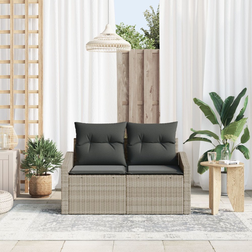 vidaXL Trädgårdsoffa med kudde 123 x 62 x 69 cm konstrotting
