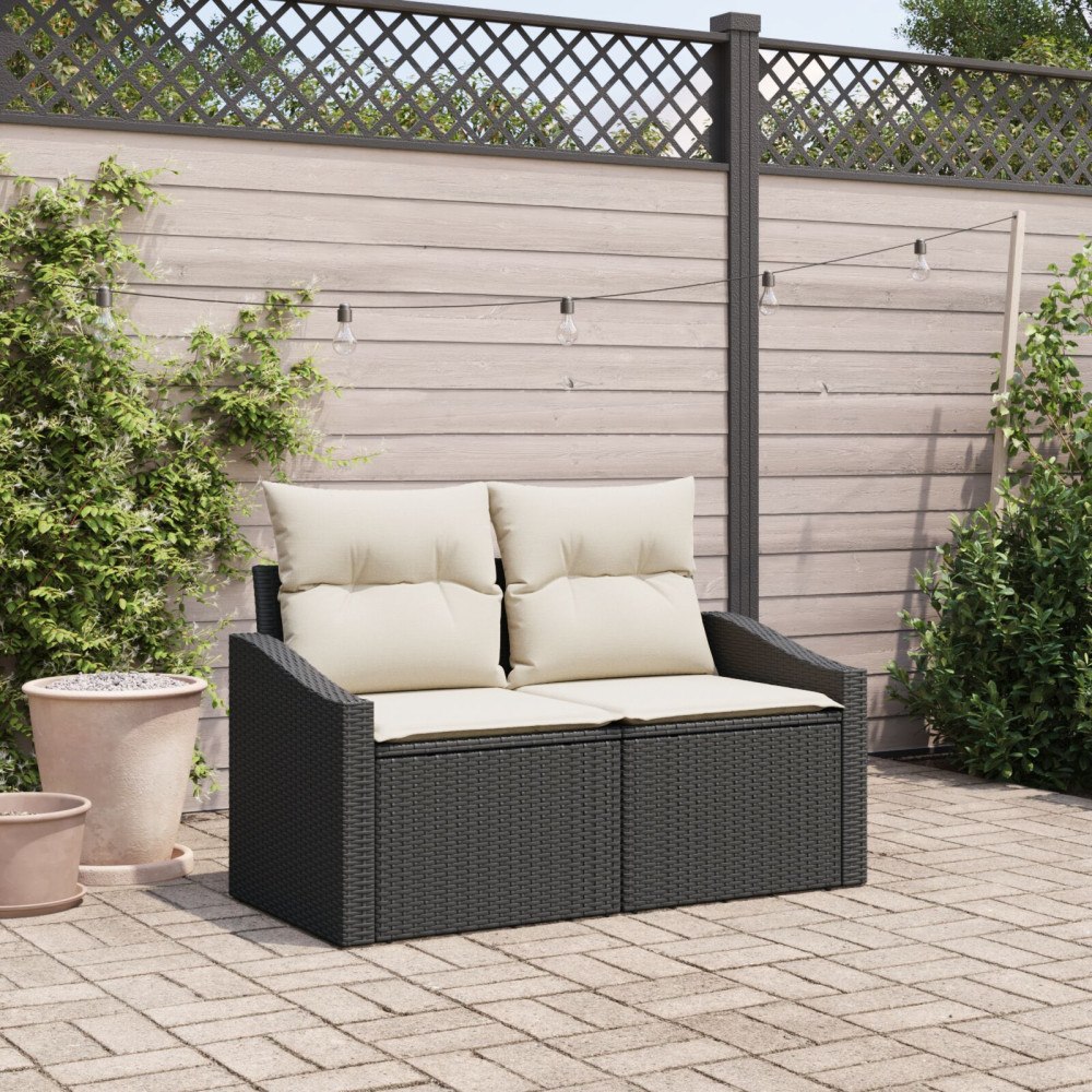 vidaXL Trädgårdsoffa med kudde 123 x 62 x 69 cm konstrotting