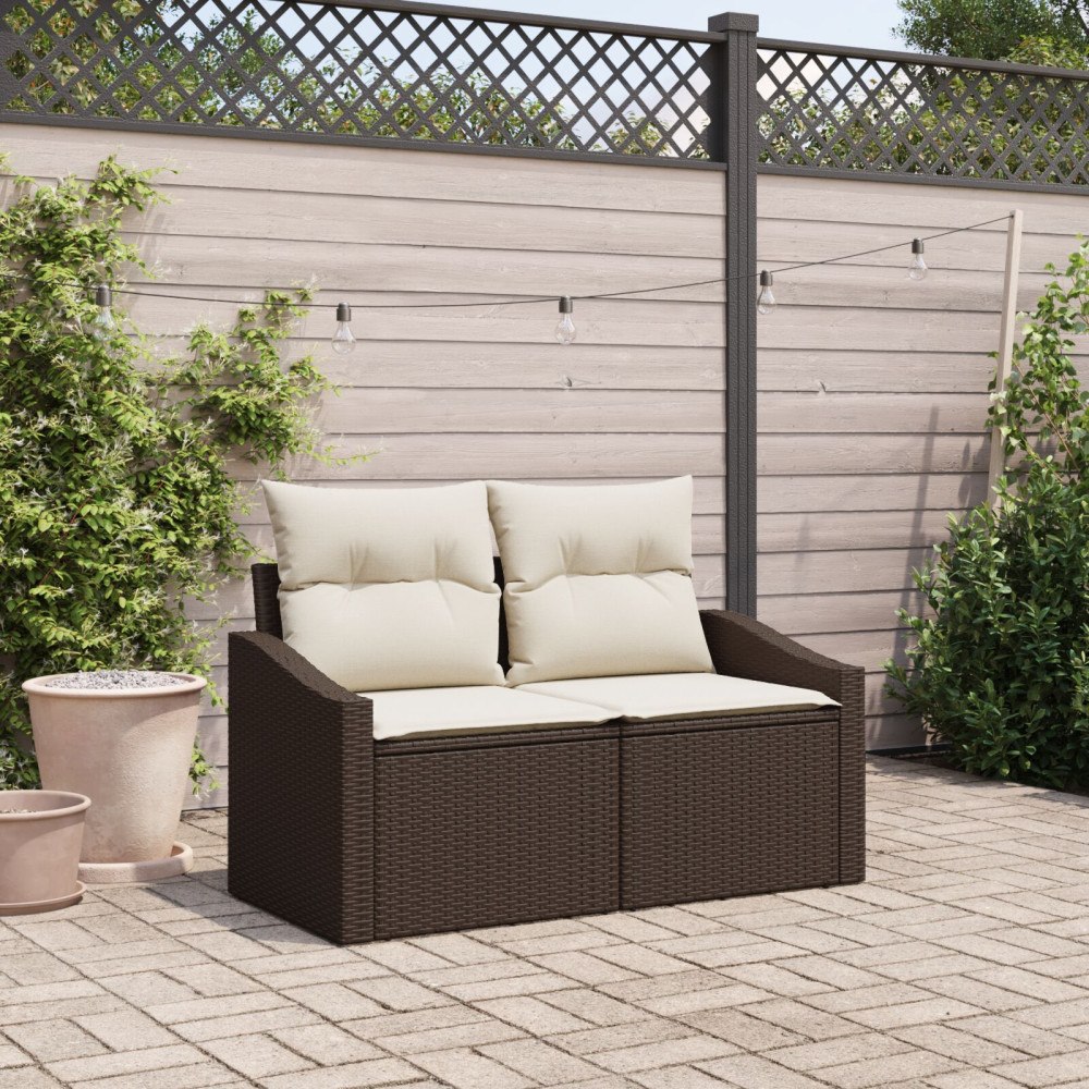 vidaXL Trädgårdsoffa med kudde 123 x 62 x 69 cm konstrotting