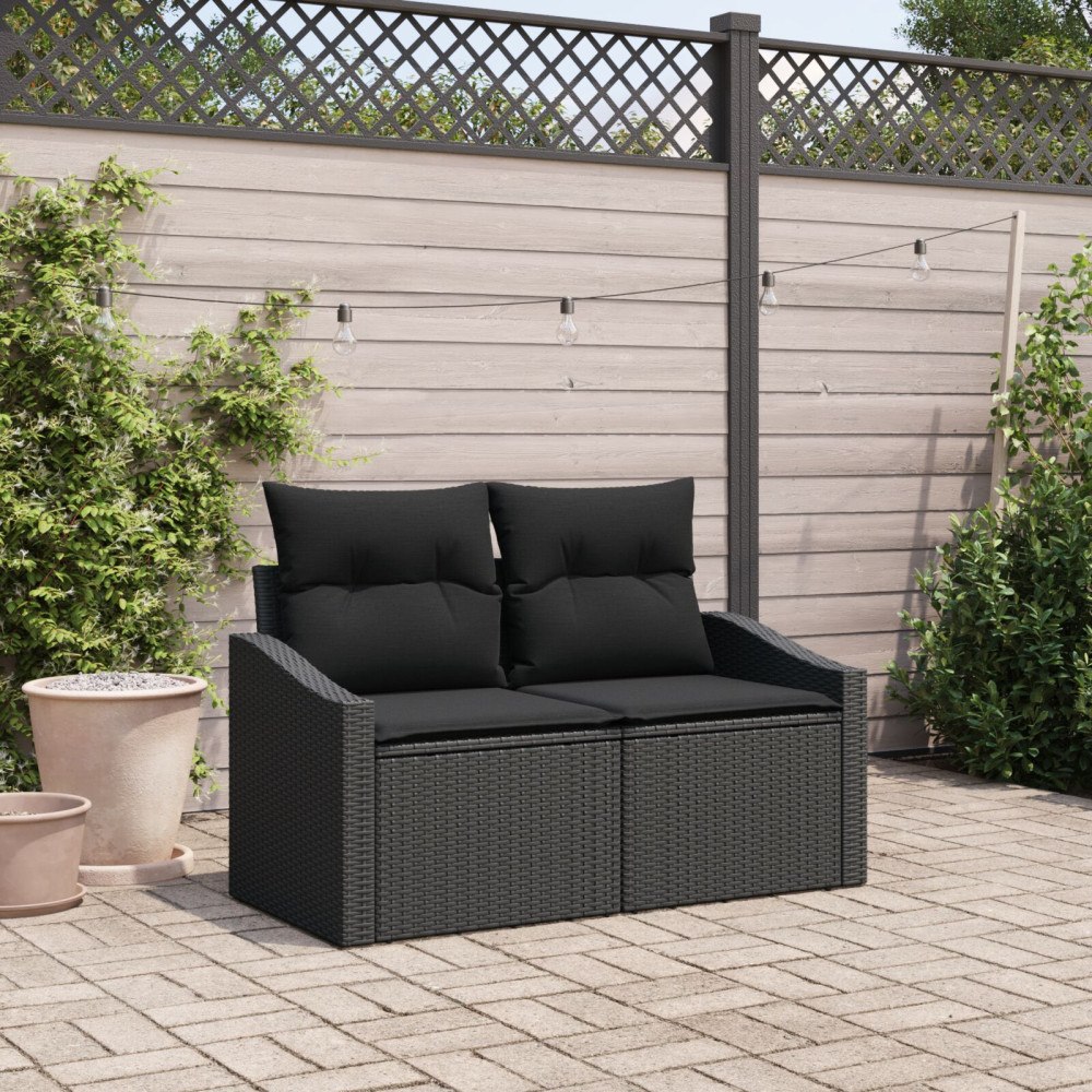 vidaXL Trädgårdsoffa med kudde 123 x 62 x 69 cm konstrotting