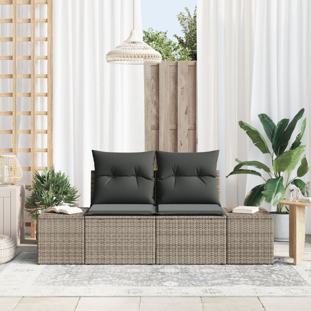 vidaXL Trädgårdsoffa med kudde Grå 184 x 62 x 69 cm konstrotting