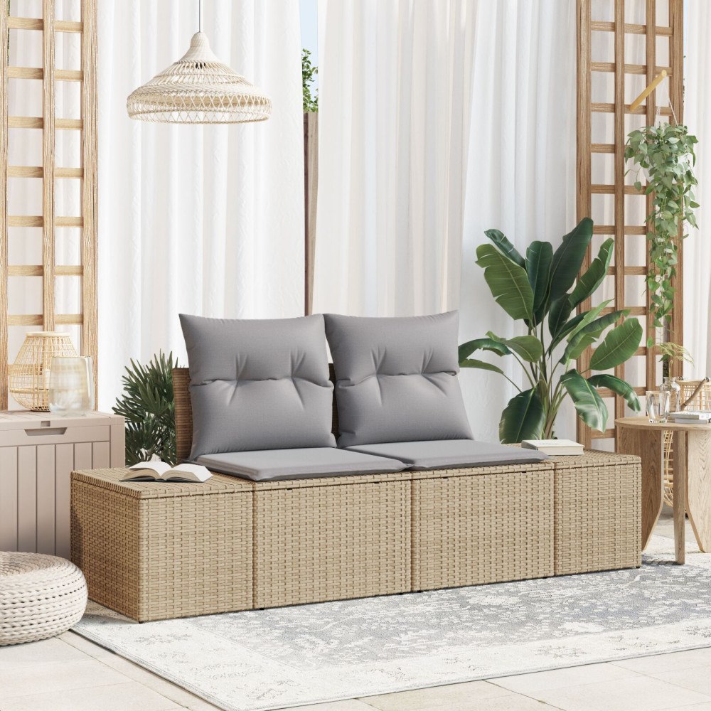 vidaXL Trädgårdsoffa med kudde Beige 184 x 62 x 69 cm konstrotting