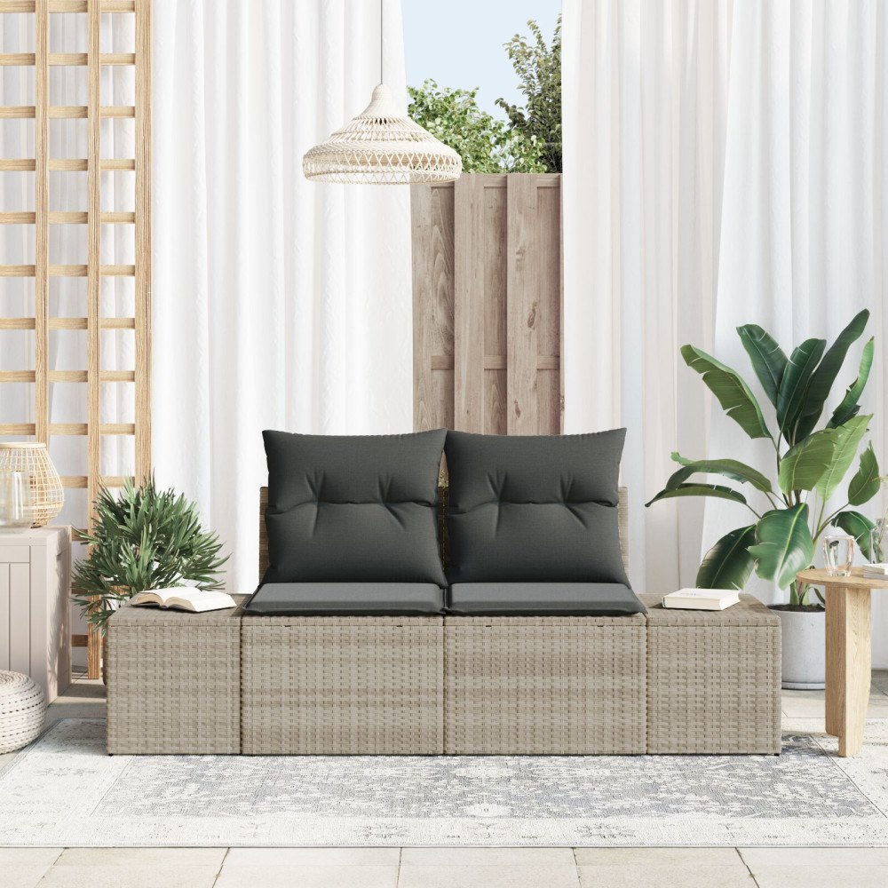 vidaXL Trädgårdsoffa med kudde Grå 184 x 62 x 69 cm konstrotting