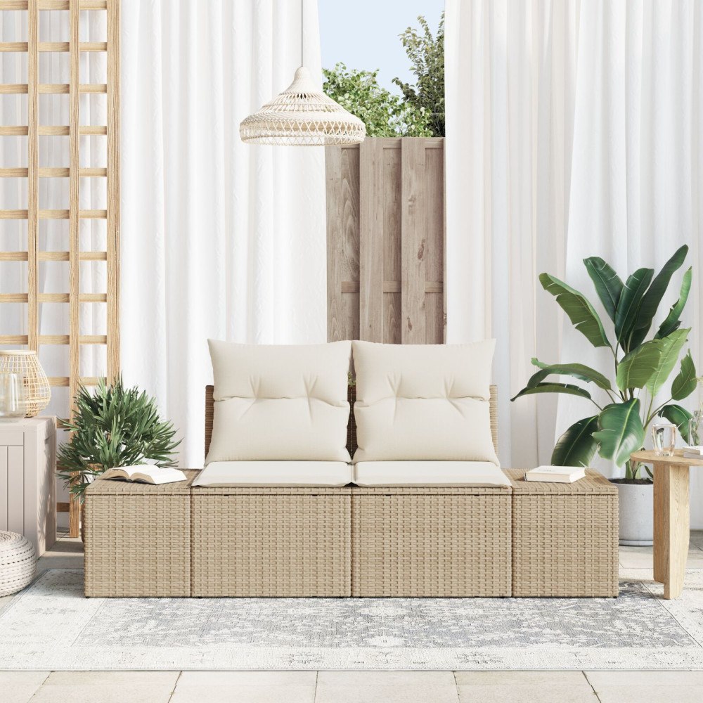 vidaXL Trädgårdsoffa med kudde Beige 184 x 62 x 69 cm konstrotting