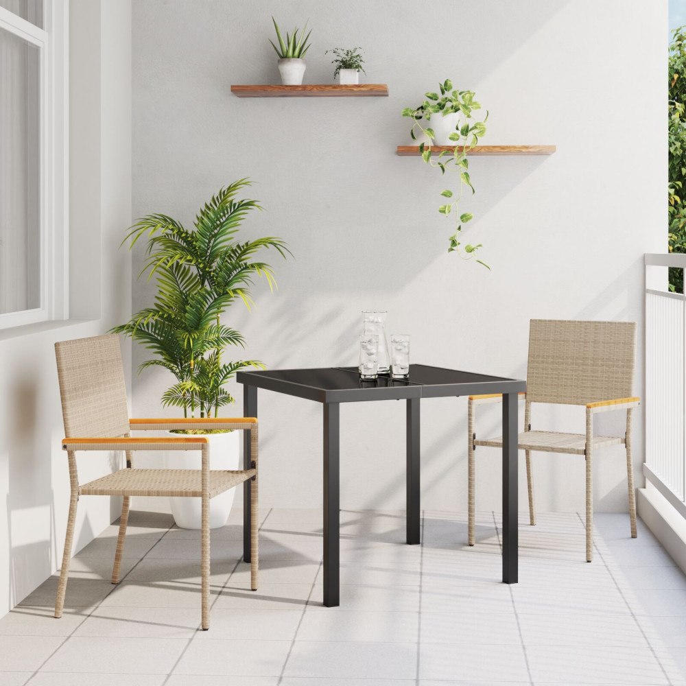 vidaXL Trädgårds stapelbara stolar 2 pcs Kräm och brun
