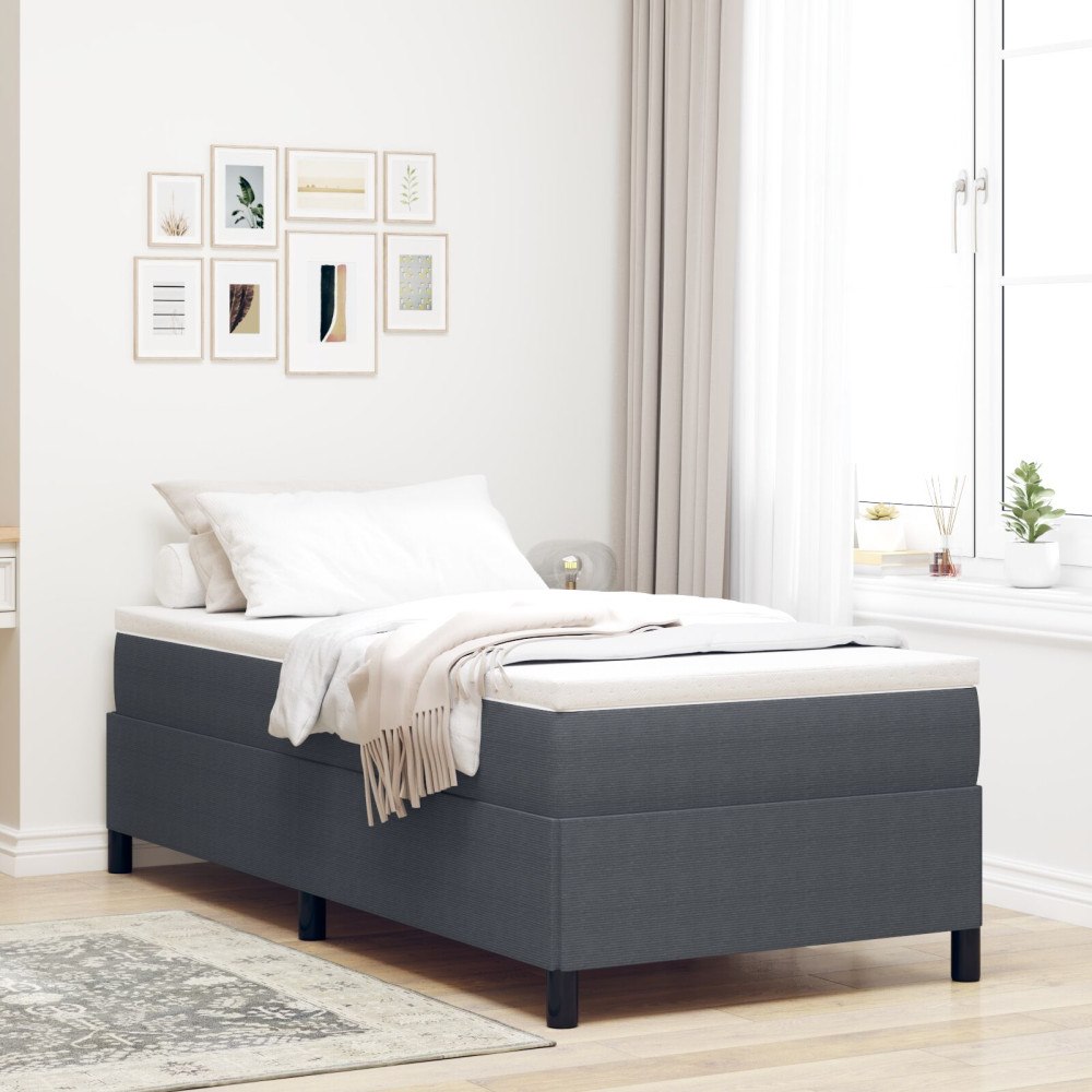 vidaXL Sängram Mörkgrå 100x200 cm Vårribbad Tyg