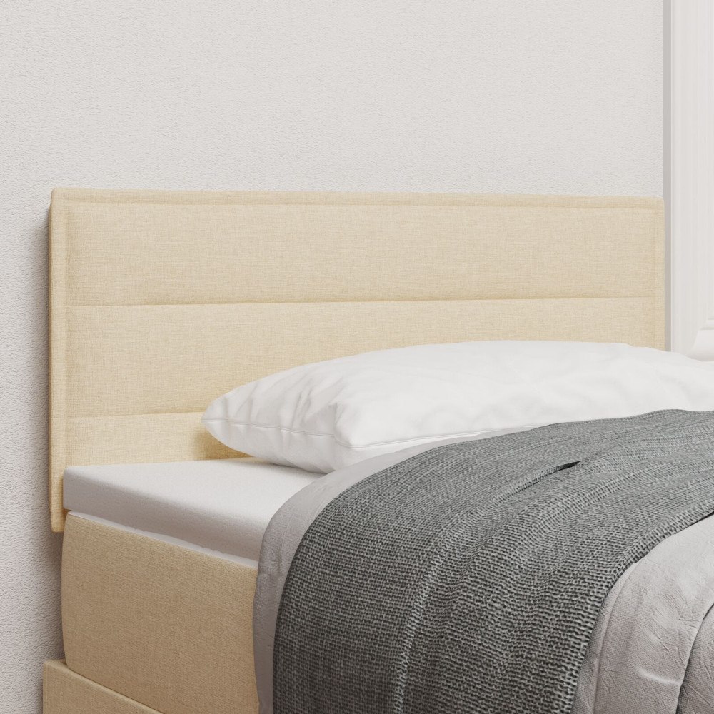 vidaXL Sänggavel Med Linje Design Gräddvit 90 cm Tyg