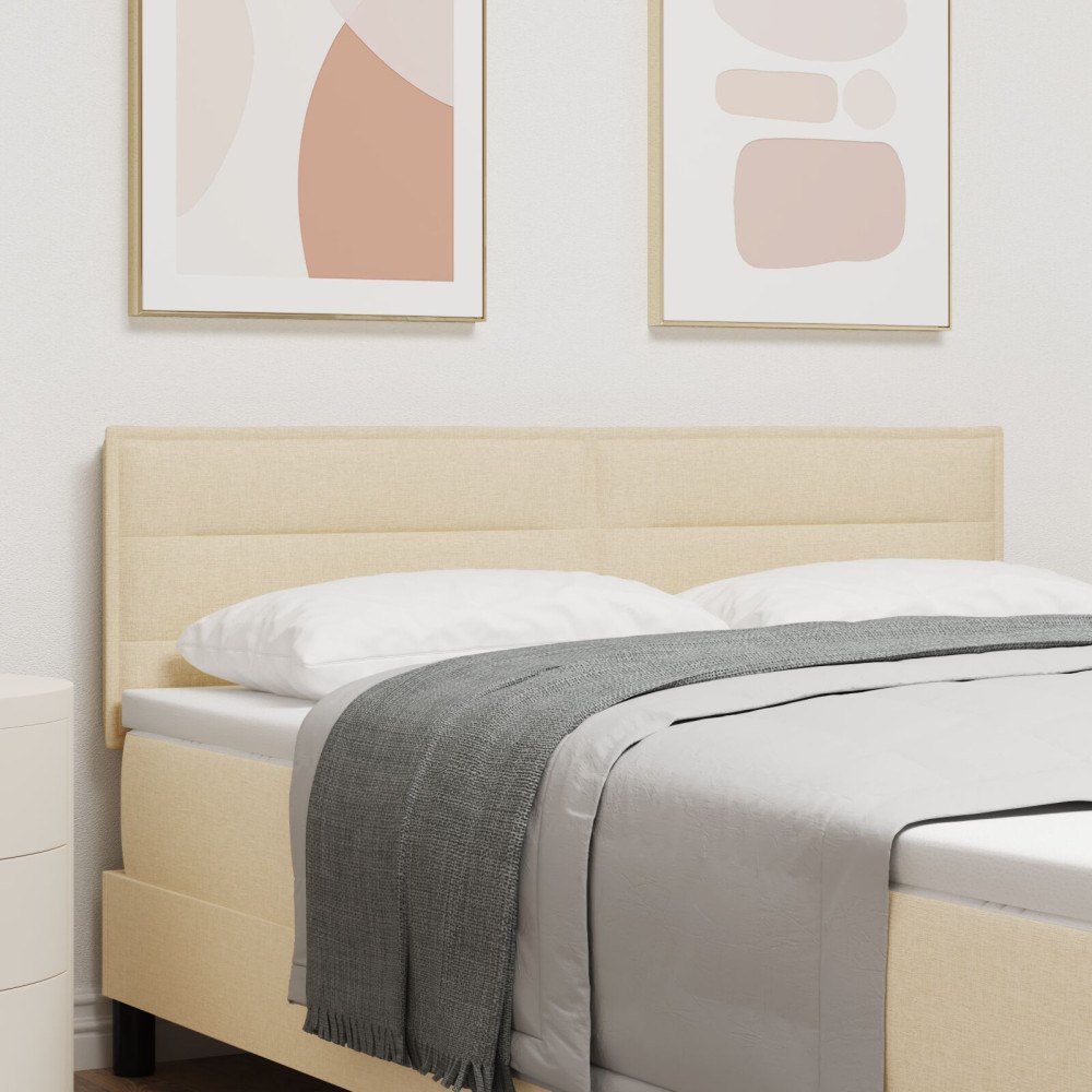 vidaXL Sänggavel Linjer Design Gräddvit 140 cm Tyg