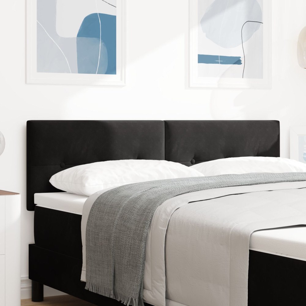 vidaXL Sänggavel Med Knappar Svart 140 cm Sammet