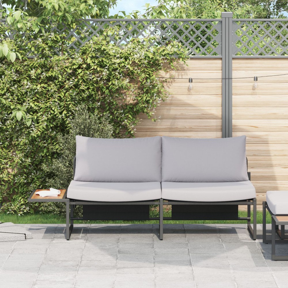vidaXL Trädgårdsoffa med kudde Ljusgrå 200,5 x 70 x 85,5 cm Stål