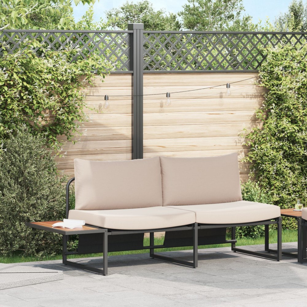 vidaXL Trädgårdsoffa med kudde Taupe 200,5 x 70 x 85,5 cm Stål