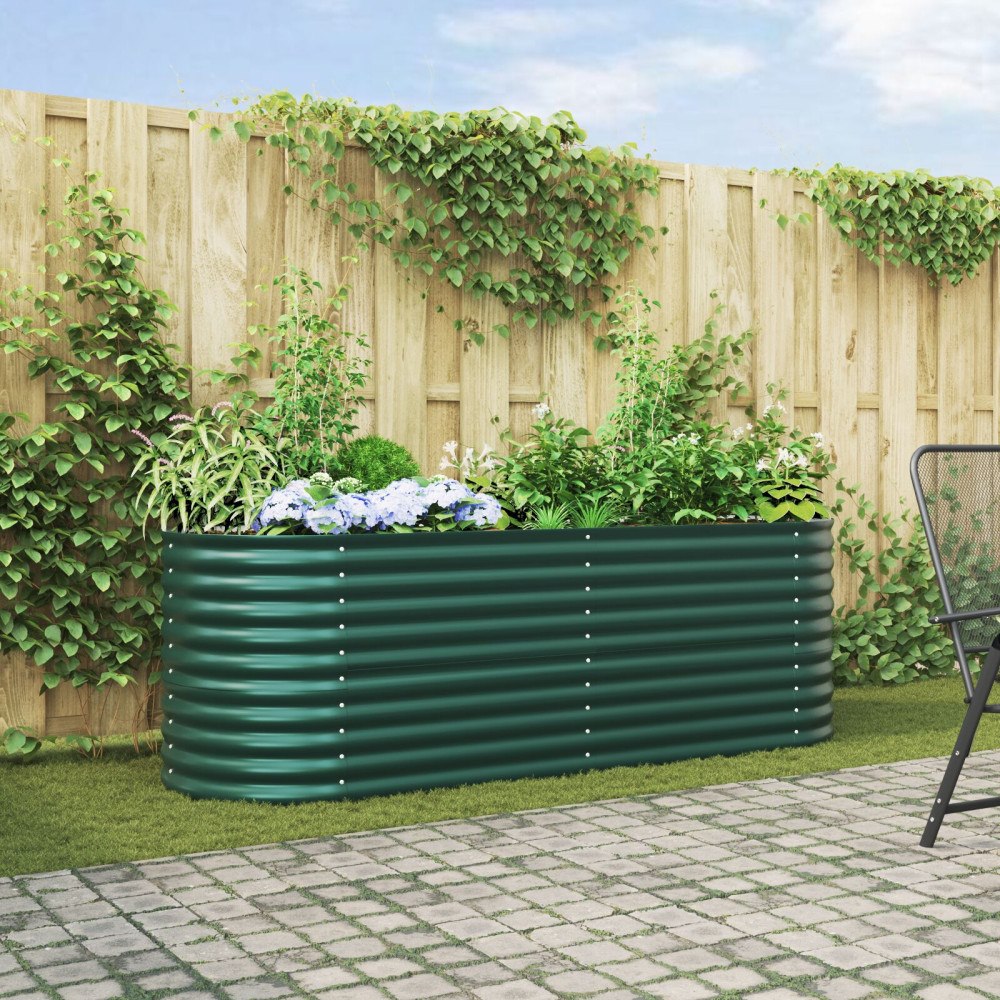 vidaXL Trädgårdsodlingslåda Grön 240x80x81 cm i Galvaniserat Stål
