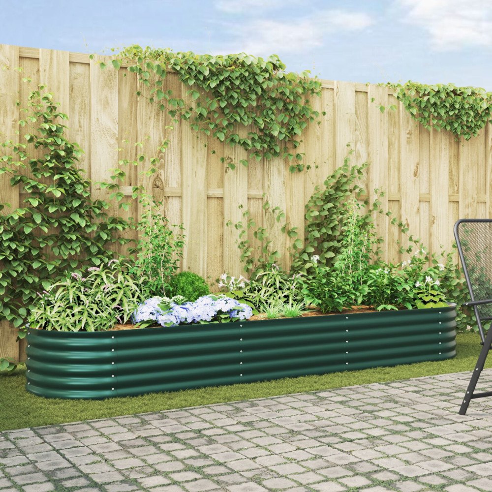 vidaXL Trädgårdsbädd Grön 320x80x44 cm i Galvaniserat Stål