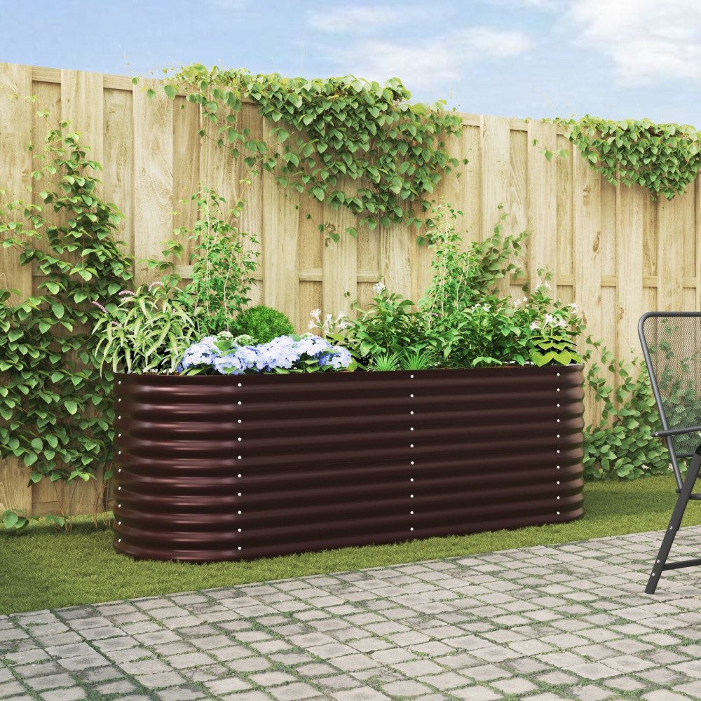 vidaXL Trädgårdsodlad Säng Brun 240x80x81 cm Galvaniserat Stål