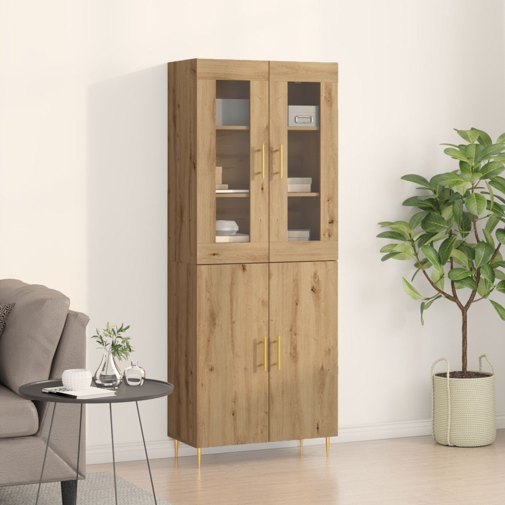 vidaXL Högskåp Hantverksmässig Ek 69.5x34x180 cm Konstruerat trä