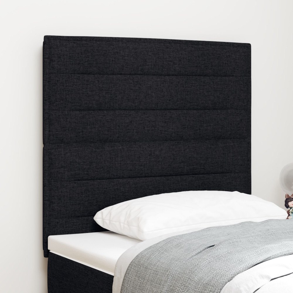 vidaXL Sänggavel Linjer Design Svart 100 cm Tyg