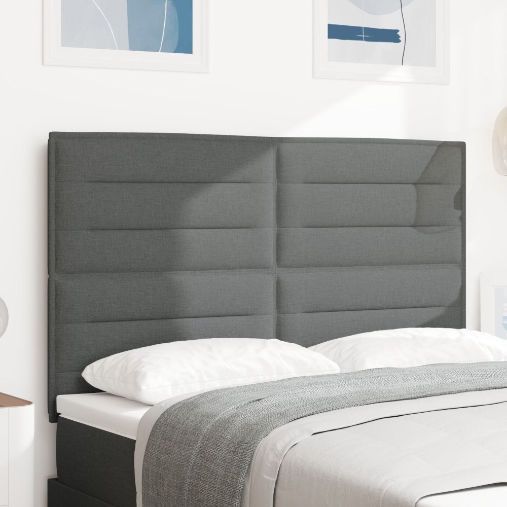 vidaXL Sänggavel Linjer Design Mörkgrå 140 cm Tyg