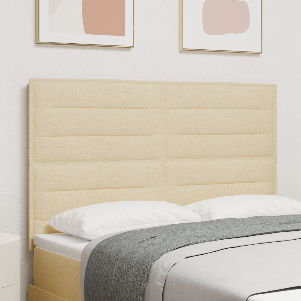 vidaXL Sänggavel Linjer Design Gräddvit 140 cm Tyg
