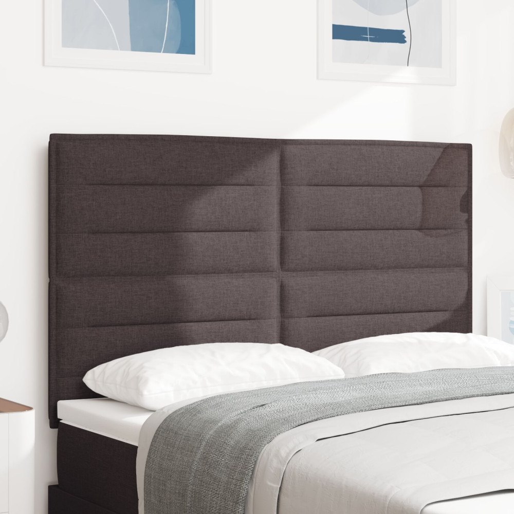 vidaXL Sänggavel Linjer Design Mörkbrun 160 cm Tyg