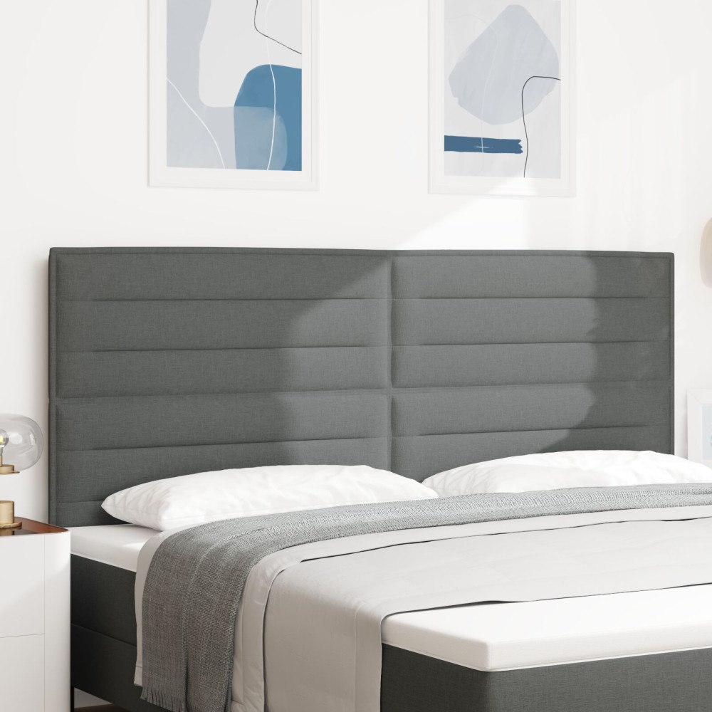 vidaXL Sänggavel Linje Design Mörkgrå 200 cm Tyg