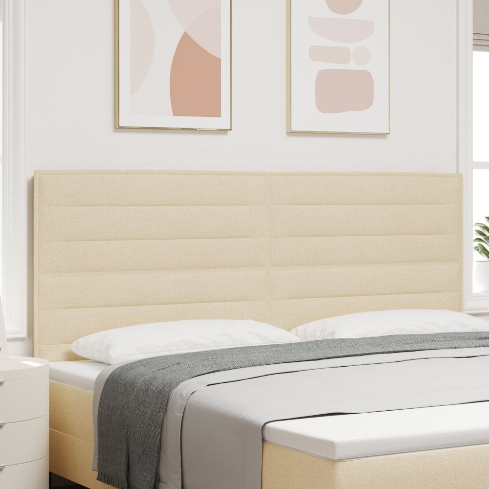 vidaXL Sänggavel Linjer Design Grädde 200 cm Tyg