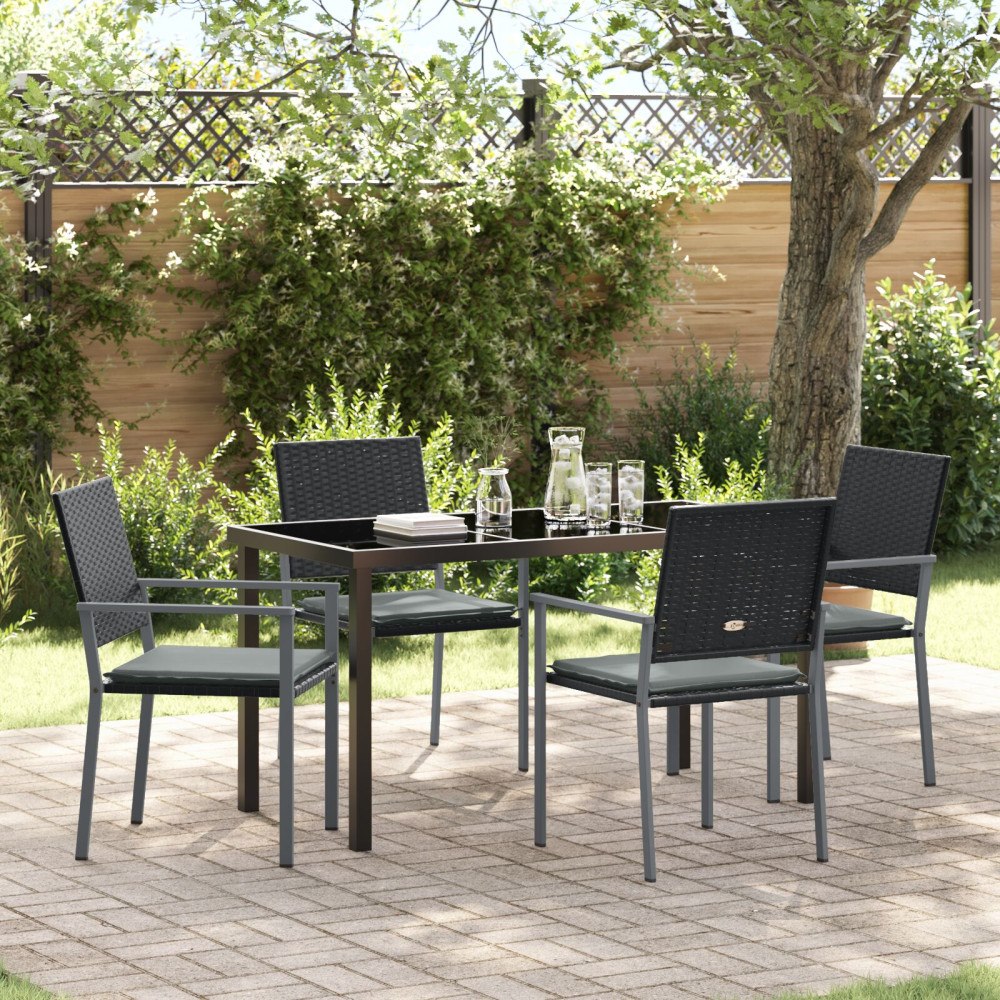 vidaXL Trädgårdsmöbelset 5 pcs Svart Poly rattan